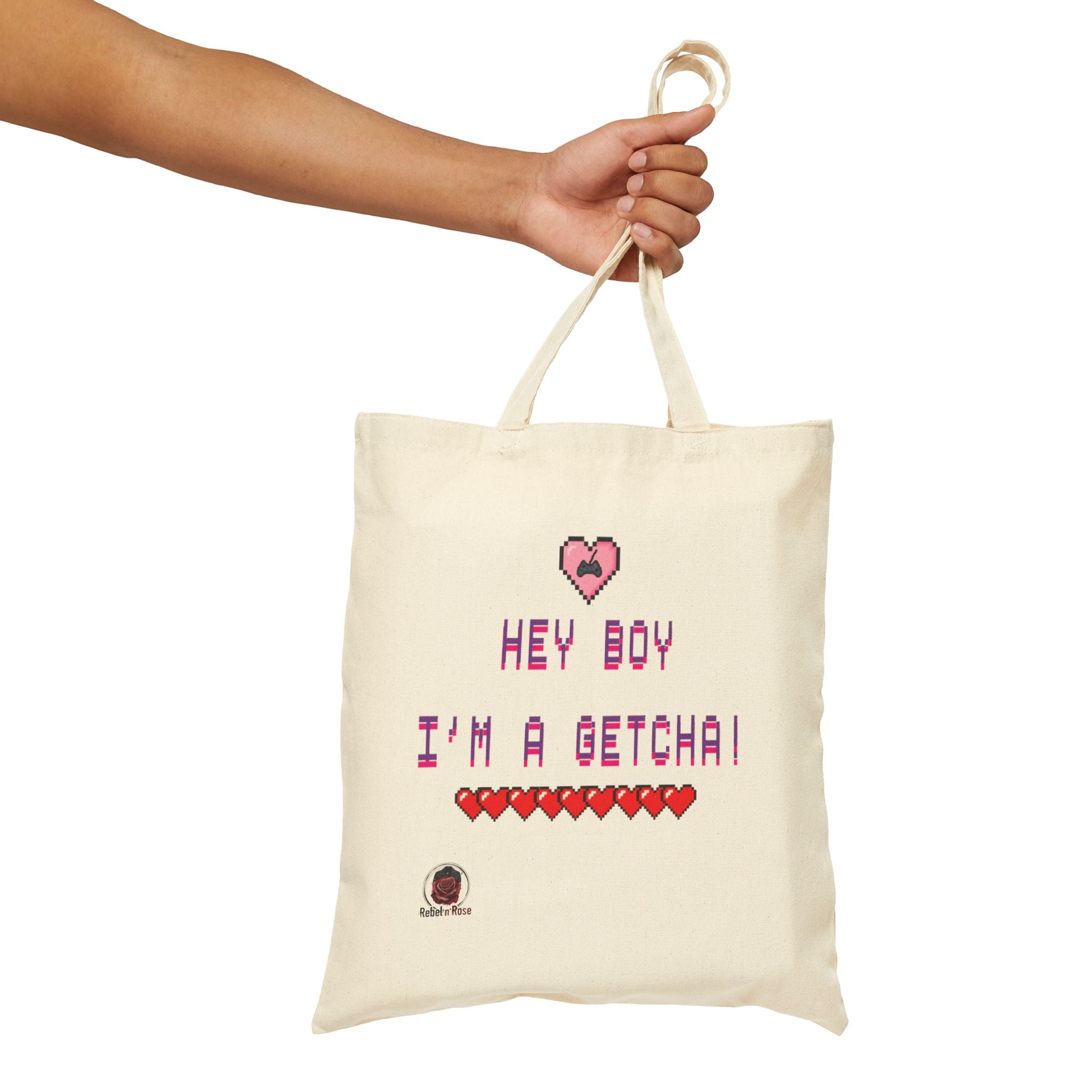 TWICE "Hey Boy I'm a Getcha" Retro Pixel Heart Cotton Canvas Tote