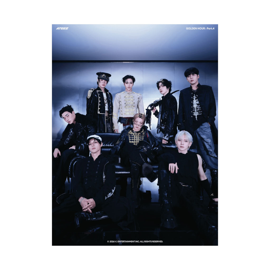 ATEEZ Matte Vertical Poster - K‑Pop Idol Group Photo (Dark Stage Aesthetic)