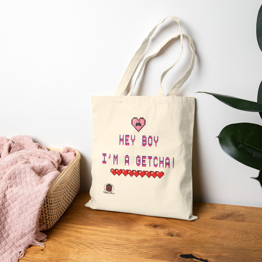 TWICE "Hey Boy I'm a Getcha" Retro Pixel Heart Cotton Canvas Tote