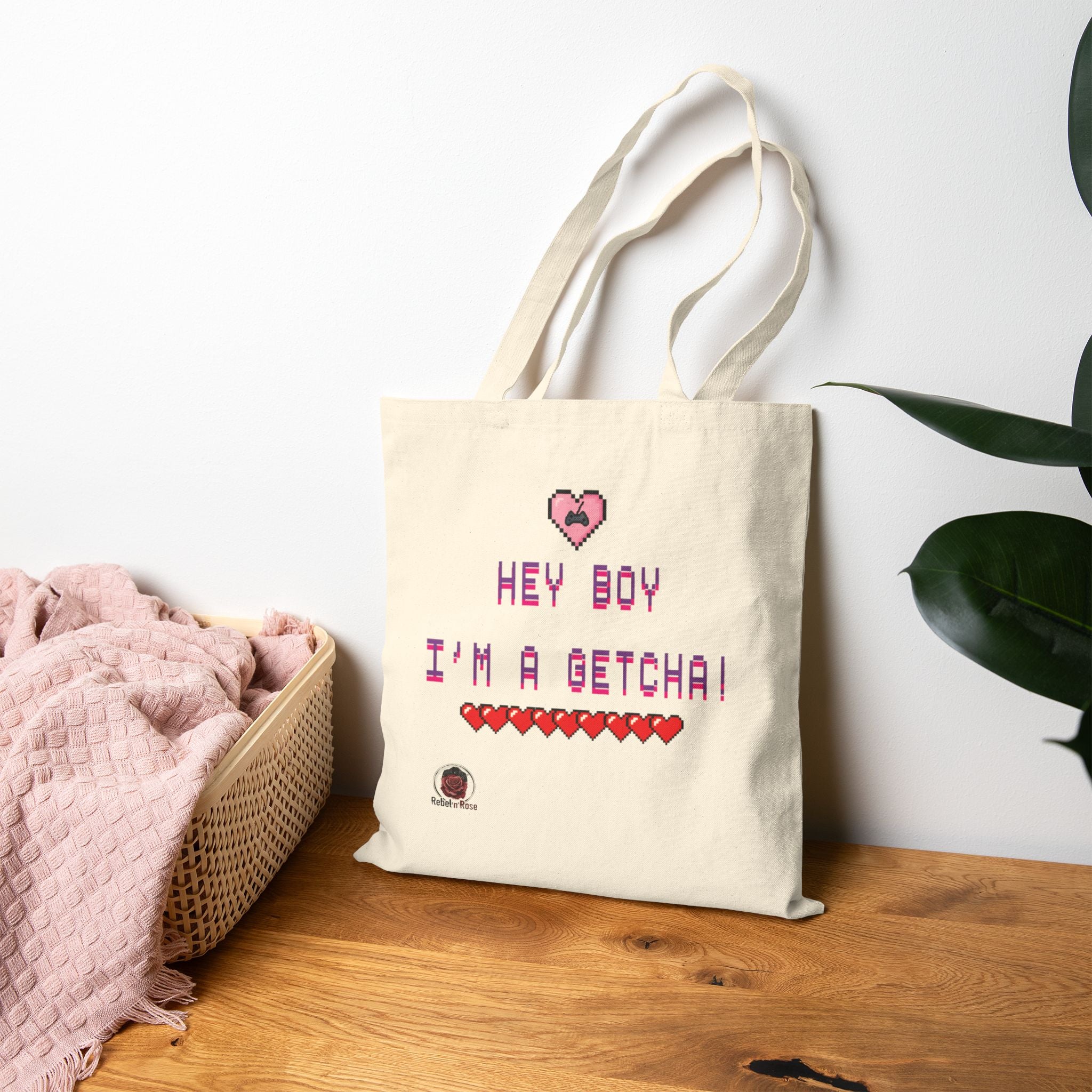 TWICE "Hey Boy I'm a Getcha" Retro Pixel Heart Cotton Canvas Tote