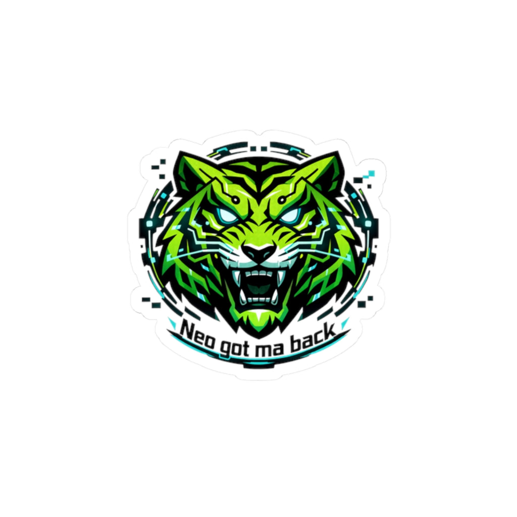 NCT Neon Green Tiger Sticker | “NEO GOT MA BACK” Kiss-Cut Laptop Decal
