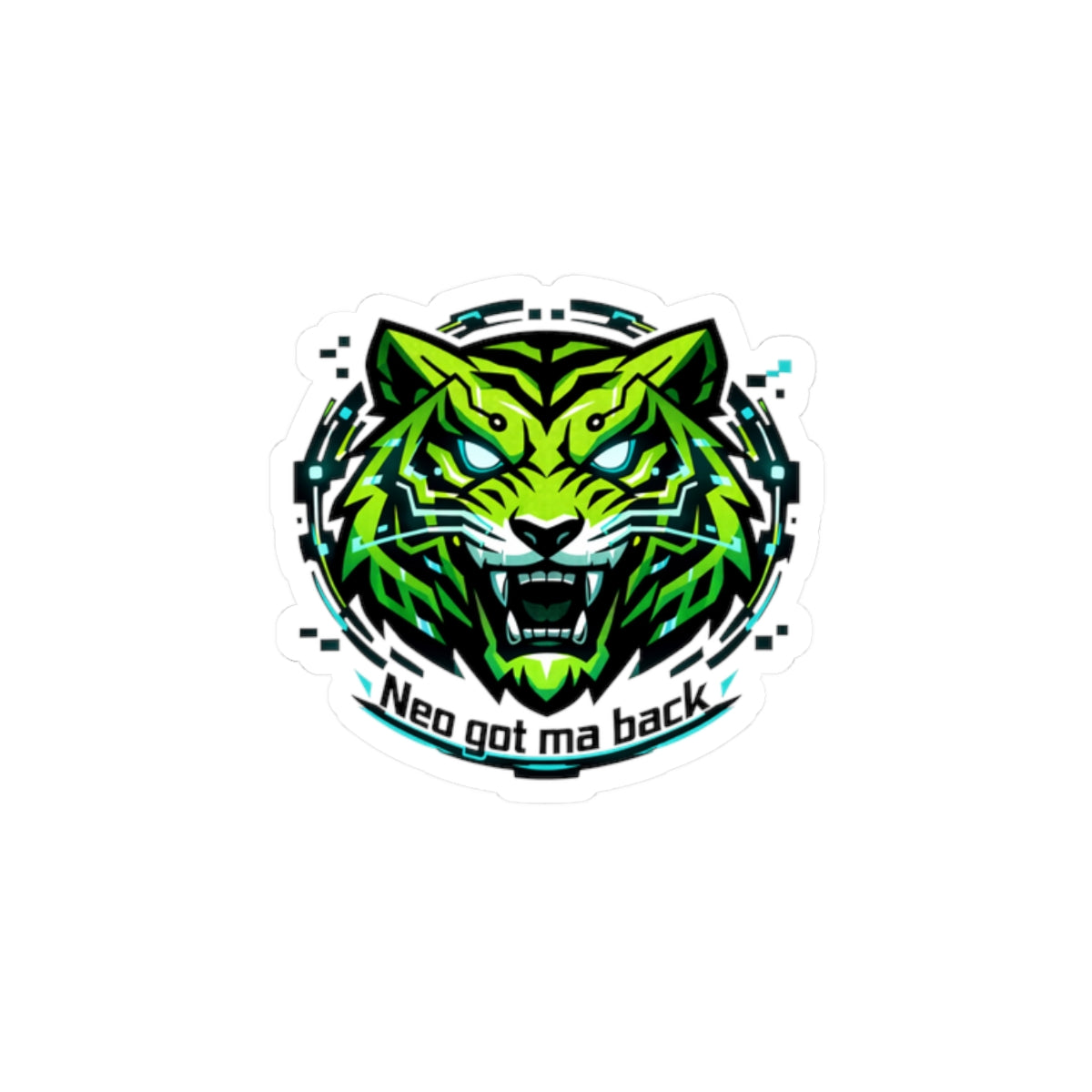 NCT Neon Green Tiger Sticker | “NEO GOT MA BACK” Kiss-Cut Laptop Decal