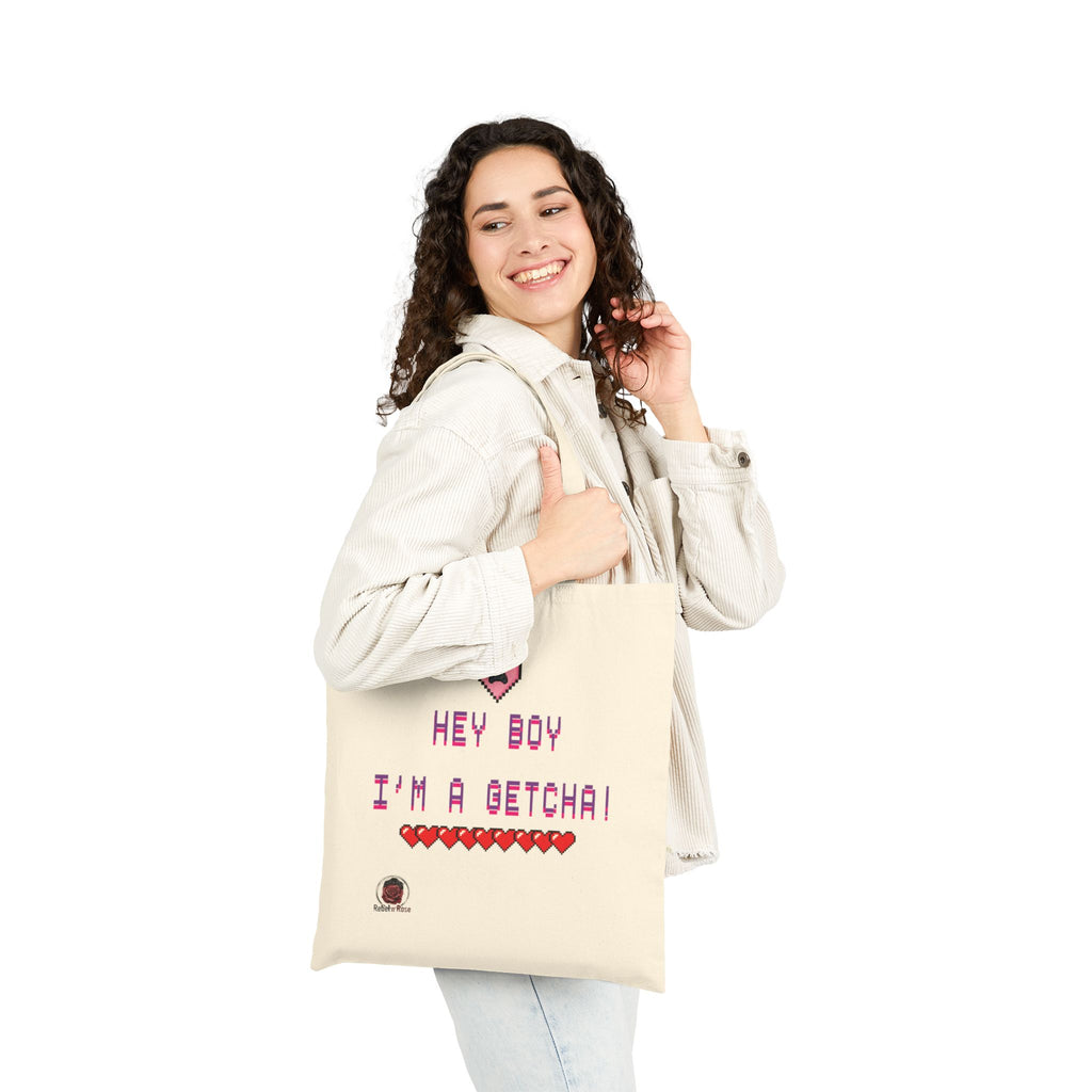TWICE "Hey Boy I'm a Getcha" Retro Pixel Heart Cotton Canvas Tote
