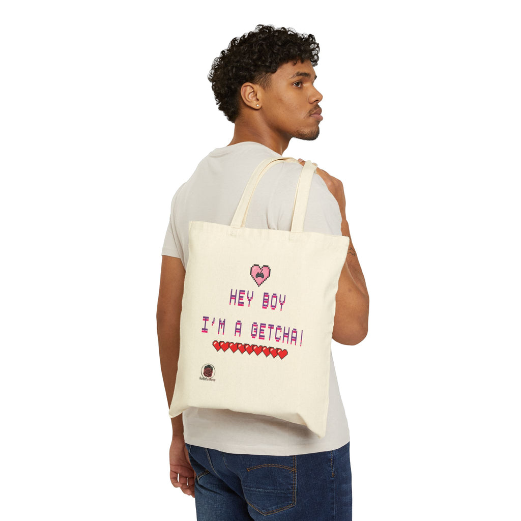 TWICE "Hey Boy I'm a Getcha" Retro Pixel Heart Cotton Canvas Tote