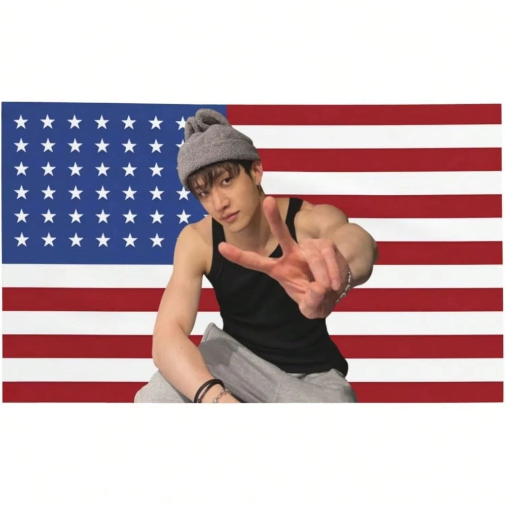 STRAY KIDS BangChan American Flag Banner Tapestry