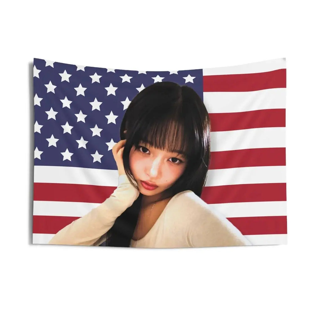 IVE Rei Cute American Flag Print Tapestry