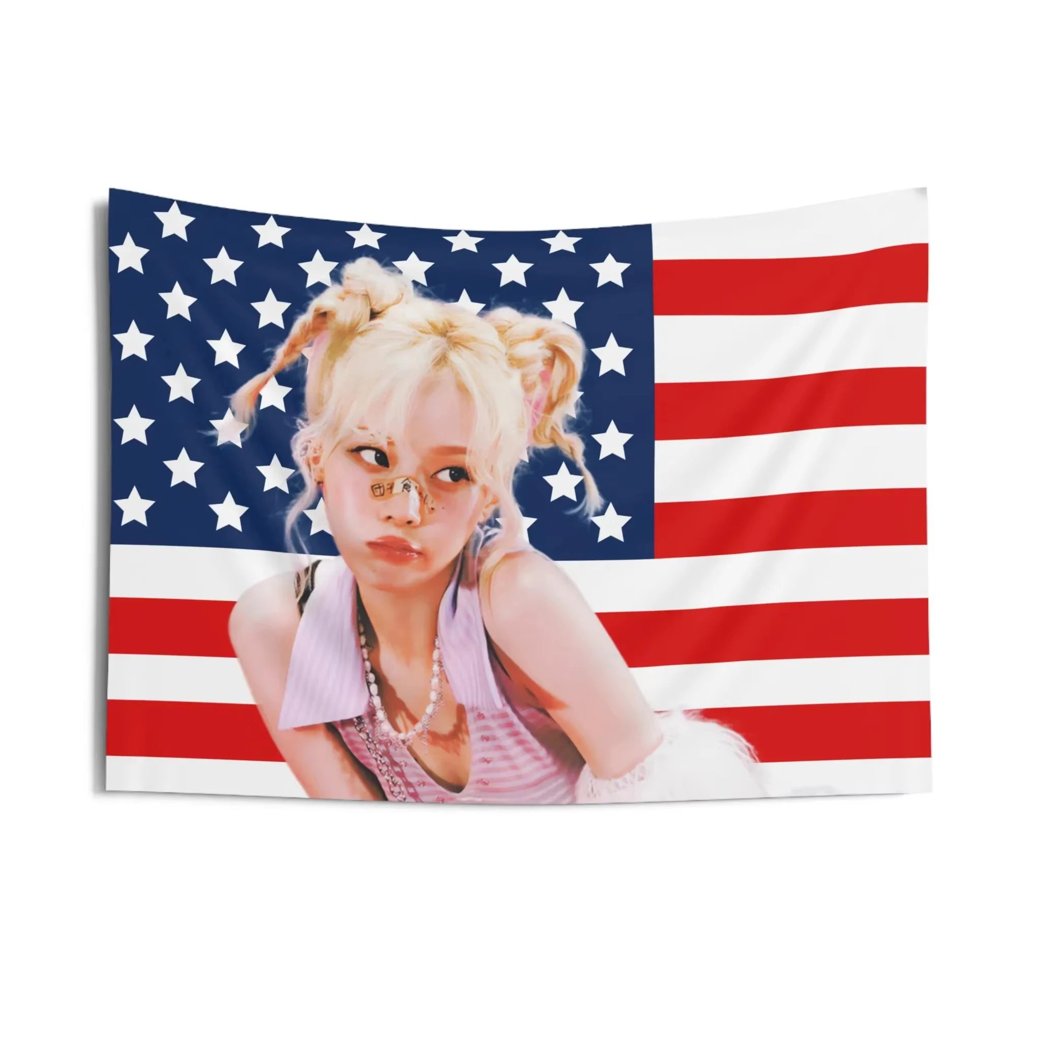 AESPA GISELLE American Flag Printed Tapestry | Kpop Concert Banner, Wall Hanging Decor for Bedroom & Party
