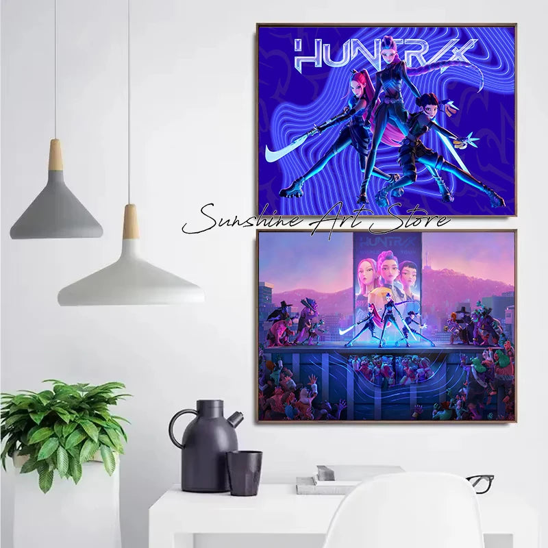 K-POP DEMON HUNTERS Group Art Wall Picture Home Decor