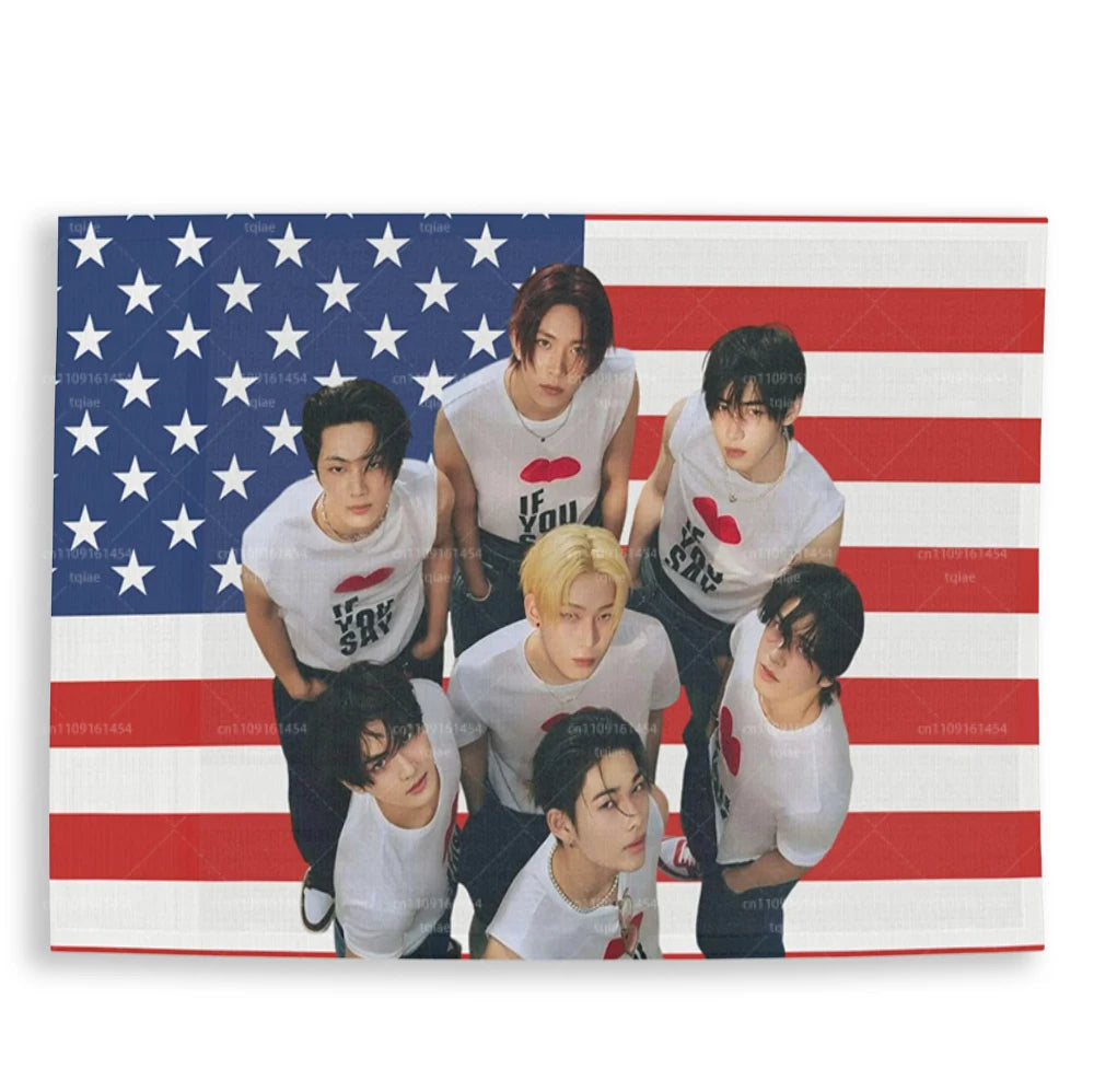 ENHYPEN 'AMERICAN FLAG' GROUP WALL TAPESTRY (7 MEMBERS)