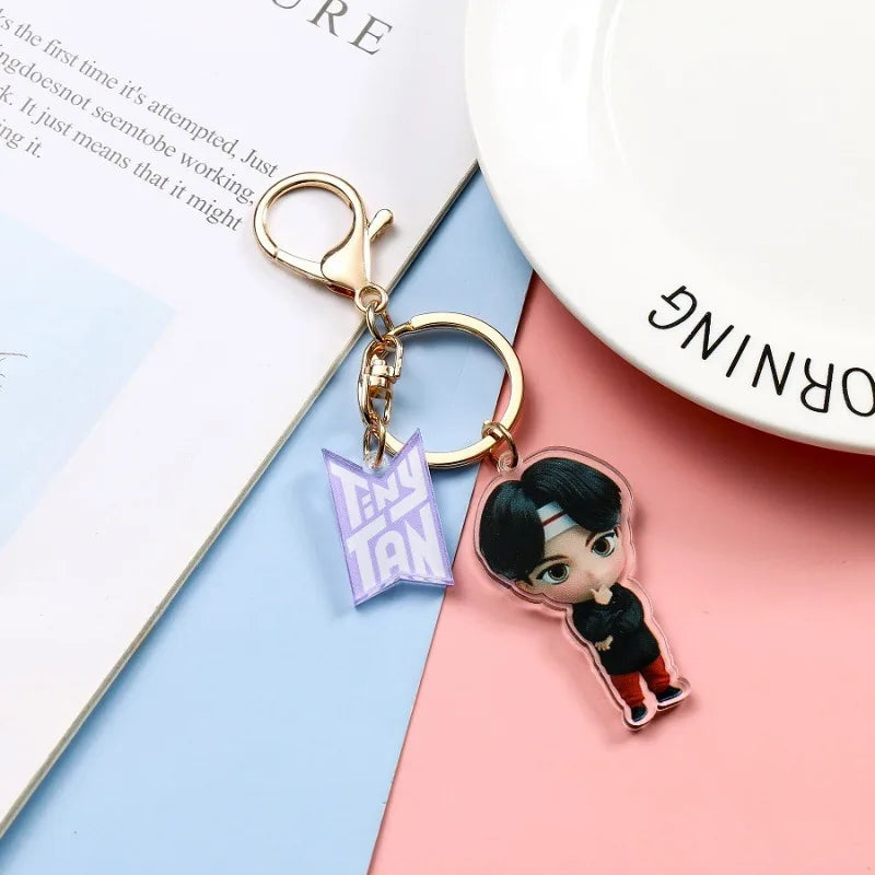 New BTS Jung Kook JIN J-HOPE Creative Cartoon Q Edition Acrylic Keychain Personality Peripheral Backpack Decorative Pendant Gift