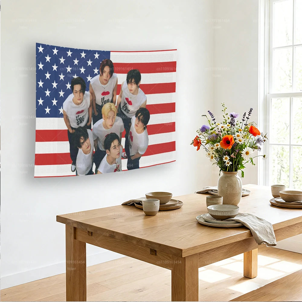 ENHYPEN 'AMERICAN FLAG' GROUP WALL TAPESTRY (7 MEMBERS)