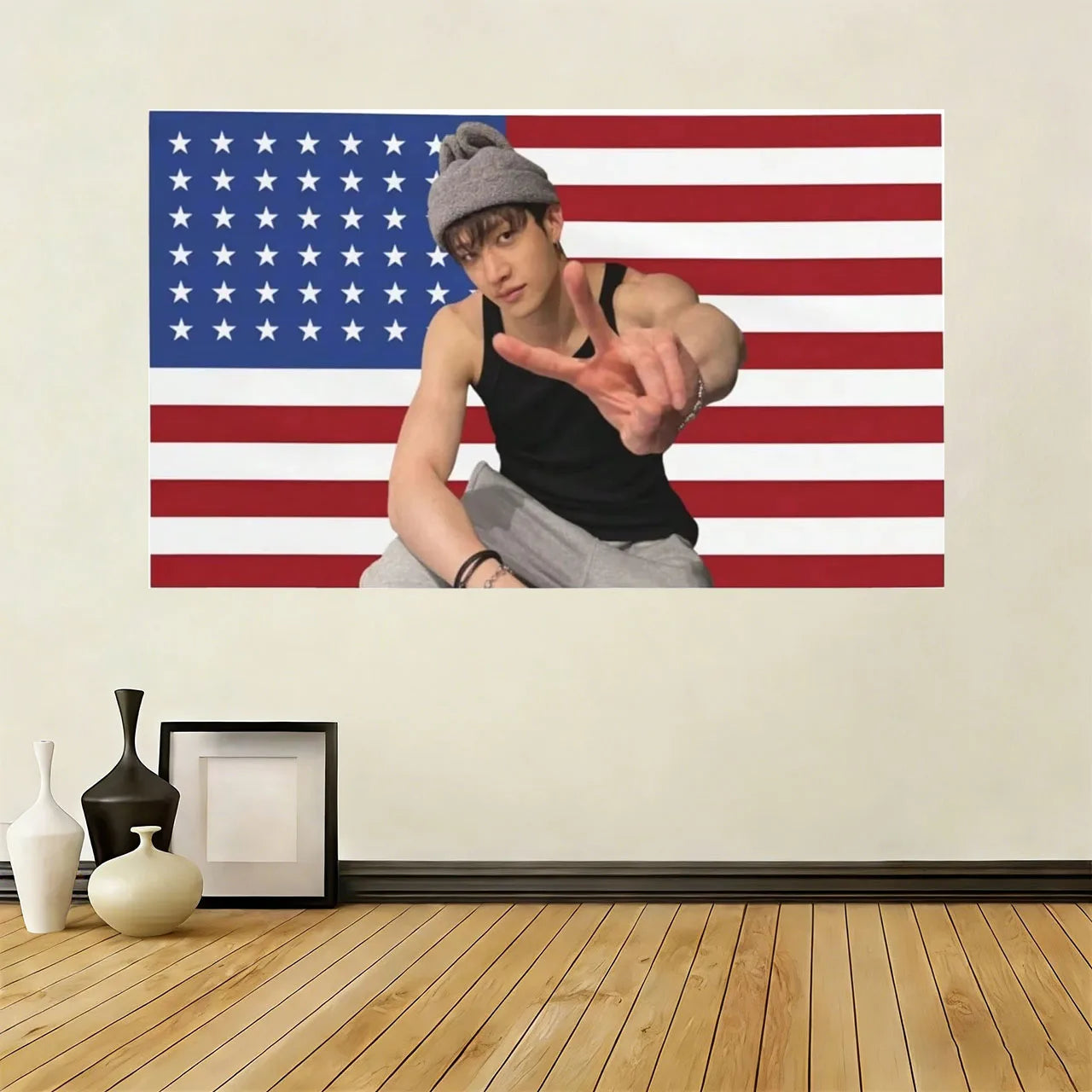 STRAY KIDS BangChan American Flag Banner Tapestry