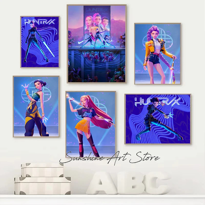 K-POP DEMON HUNTERS Group Art Wall Picture Home Decor