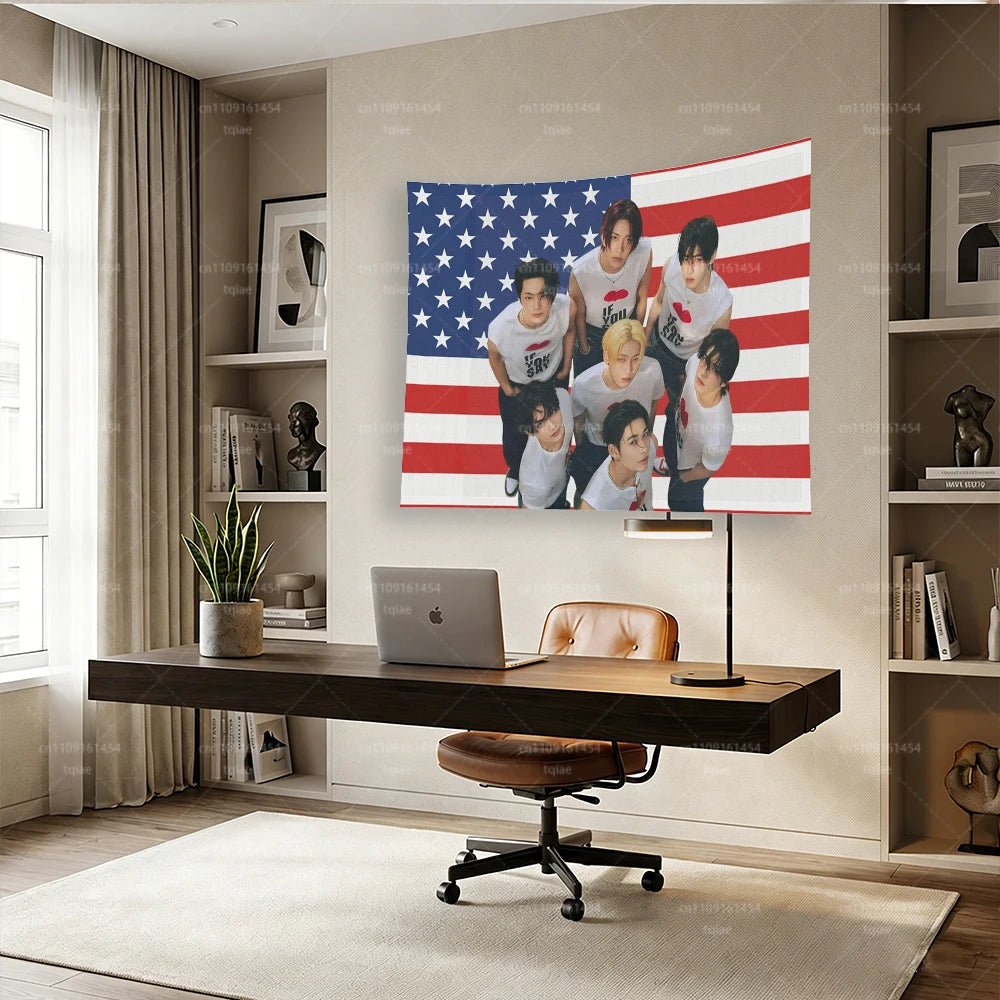 ENHYPEN 'AMERICAN FLAG' GROUP WALL TAPESTRY (7 MEMBERS)