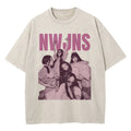 Washed Vintage NJZ NWJNS T Shirt Fashion Men/Women Aesthetic T-Shirt Unisex High Quality Retro Acid Wash 100% Cotton Tees Shirts