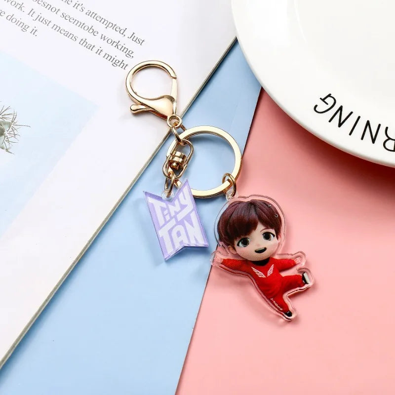 New BTS Jung Kook JIN J-HOPE Creative Cartoon Q Edition Acrylic Keychain Personality Peripheral Backpack Decorative Pendant Gift