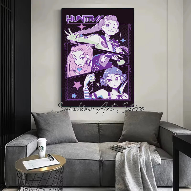 K-POP DEMON HUNTERS Group Art Wall Picture Home Decor