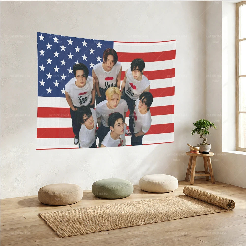 ENHYPEN 'AMERICAN FLAG' GROUP WALL TAPESTRY (7 MEMBERS)