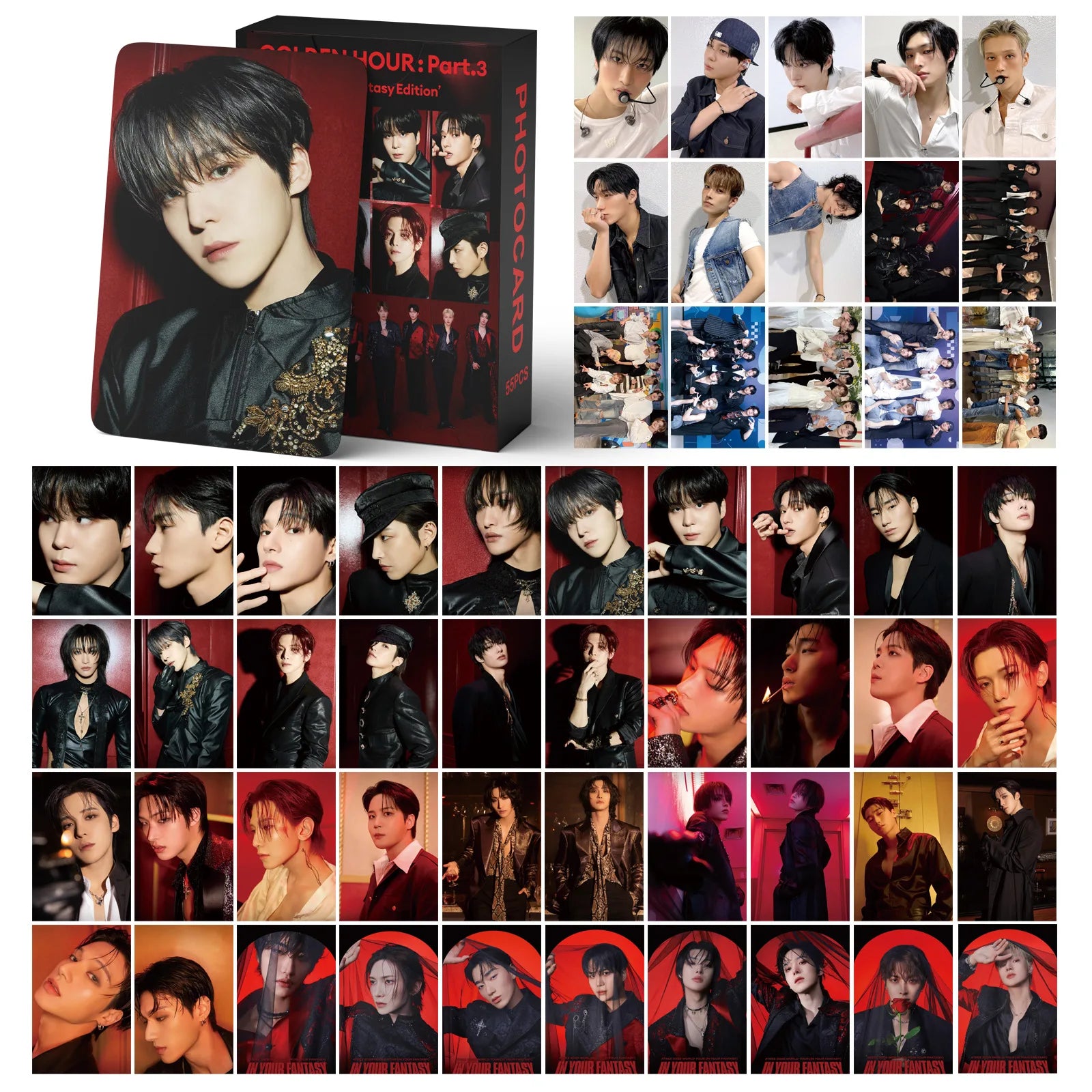 55pcs ATEEZ In Your Fantasy GOLDEN HOUR: Part.3 Album LOMO Cards