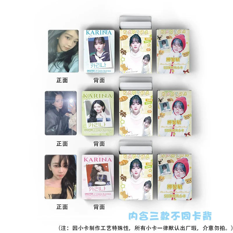 50PCS KARINA Laser Lomo Cards Set Fans Collection Gift