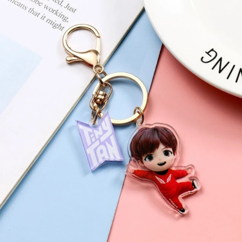 New BTS Jung Kook JIN J-HOPE Creative Cartoon Q Edition Acrylic Keychain Personality Peripheral Backpack Decorative Pendant Gift