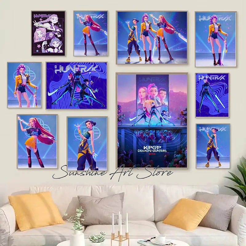 K-POP DEMON HUNTERS Group Art Wall Picture Home Decor