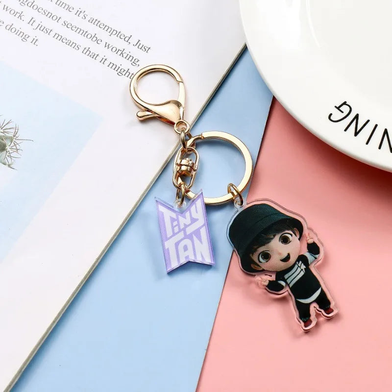 New BTS Jung Kook JIN J-HOPE Creative Cartoon Q Edition Acrylic Keychain Personality Peripheral Backpack Decorative Pendant Gift