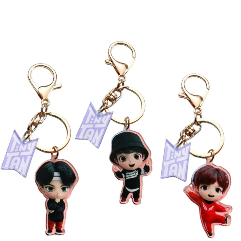 New BTS Jung Kook JIN J-HOPE Creative Cartoon Q Edition Acrylic Keychain Personality Peripheral Backpack Decorative Pendant Gift