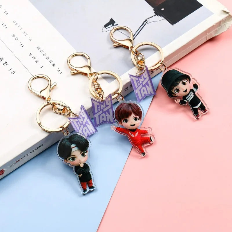 New BTS Jung Kook JIN J-HOPE Creative Cartoon Q Edition Acrylic Keychain Personality Peripheral Backpack Decorative Pendant Gift
